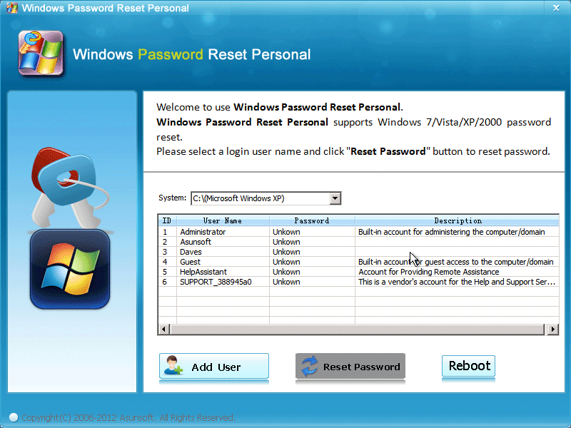 windows reset password software